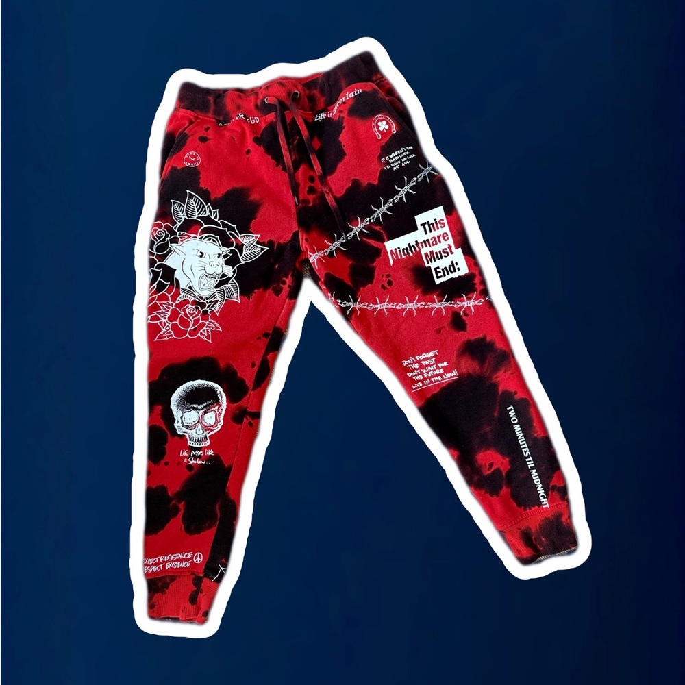 Ninth Hall Scribbles Red & Black Tie Dye Jogger